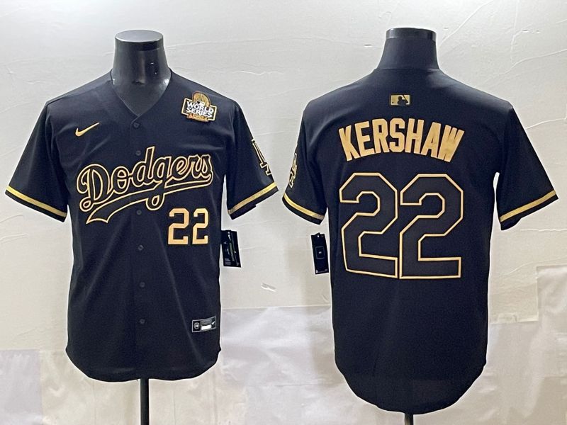 Men 2025 Los Angeles Dodgers #22 Kershaw Black Gold Five generations Nike MLB Jersey style 5->los angeles dodgers->MLB Jersey